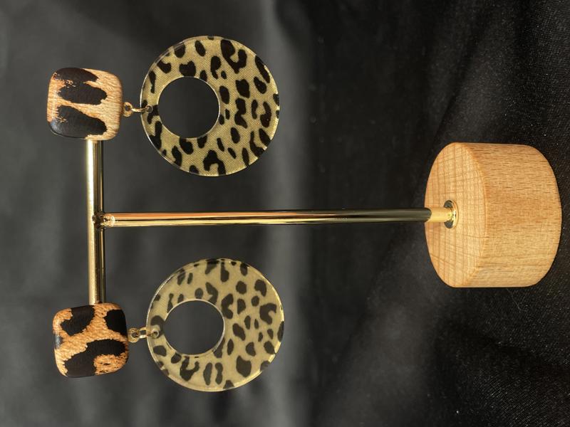 Hatice Ünlü Leopar Desen Gold Küpe