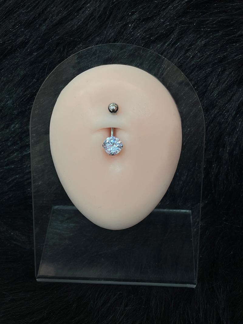Hatice Ünlü Pırlanta Yuvarlak Taş Uçlu Silver Göbek Piercing