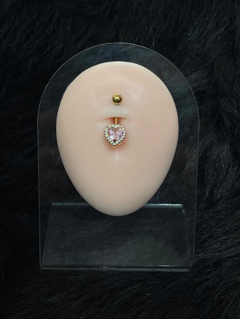 Hatice Ünlü Pembe Kalp Gold Göbek Piercing 