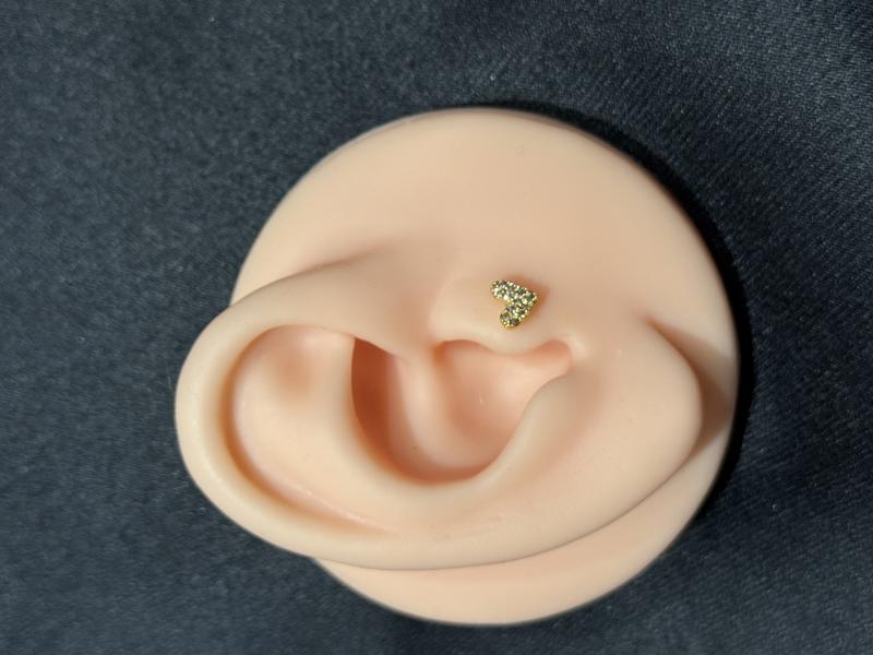 Hatice Ünlü Minik Taşlı Kalp Gold Piercing