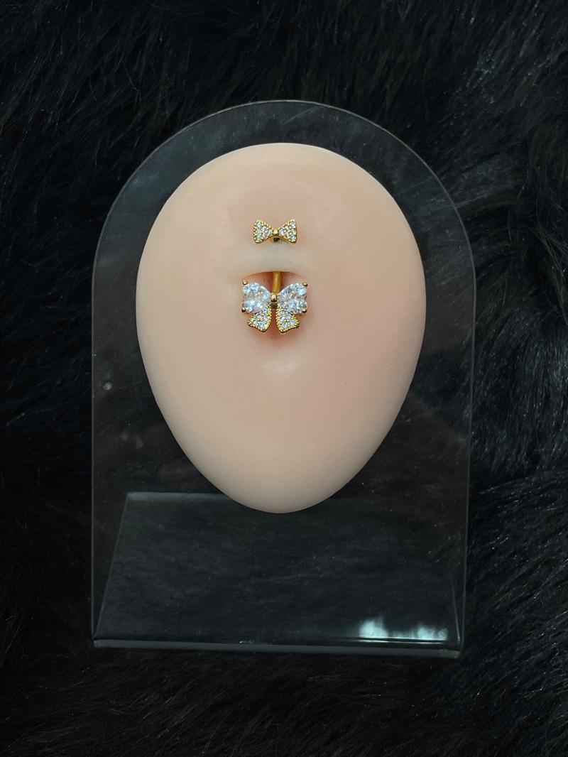 Hatice Ünlü İkili Kurdele Gold Göbek Piercing