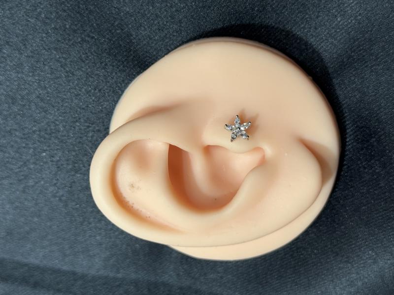Hatice Ünlü Çiçek Desen Beş Taş Silver Piercing