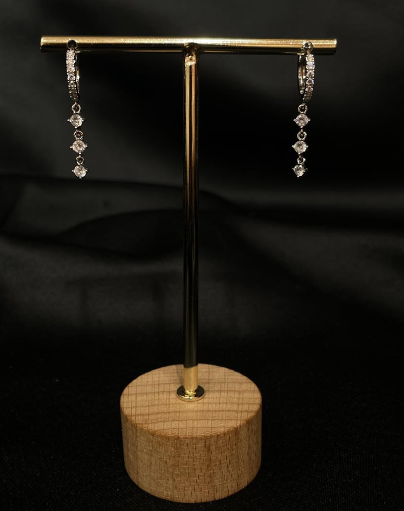 Hatice Ünlü Üç Taşlı Piercing Kombin Silver Küpe 