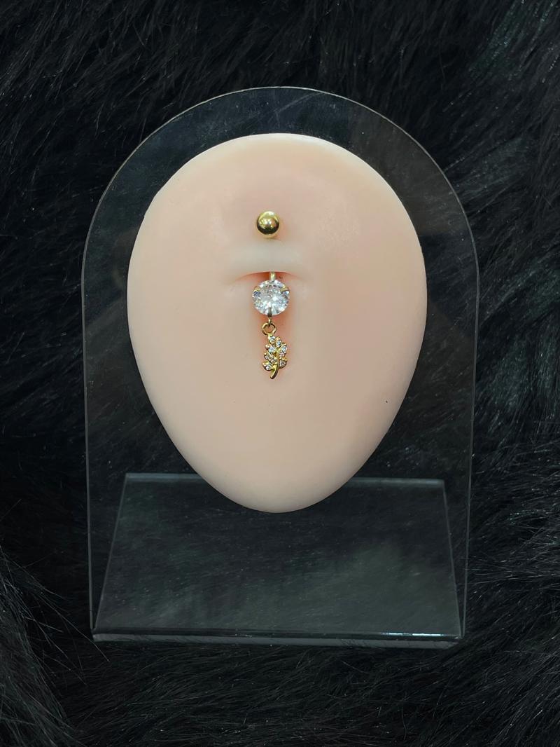 Hatice Ünlü Yaprak Uçlu Gold Göbek Piercing