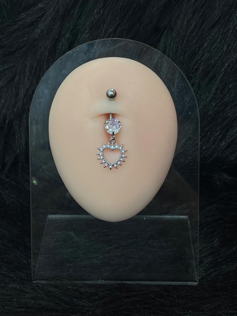 Hatice Ünlü Sallantılı Kalp Uçlu Silver Göbek Piercing