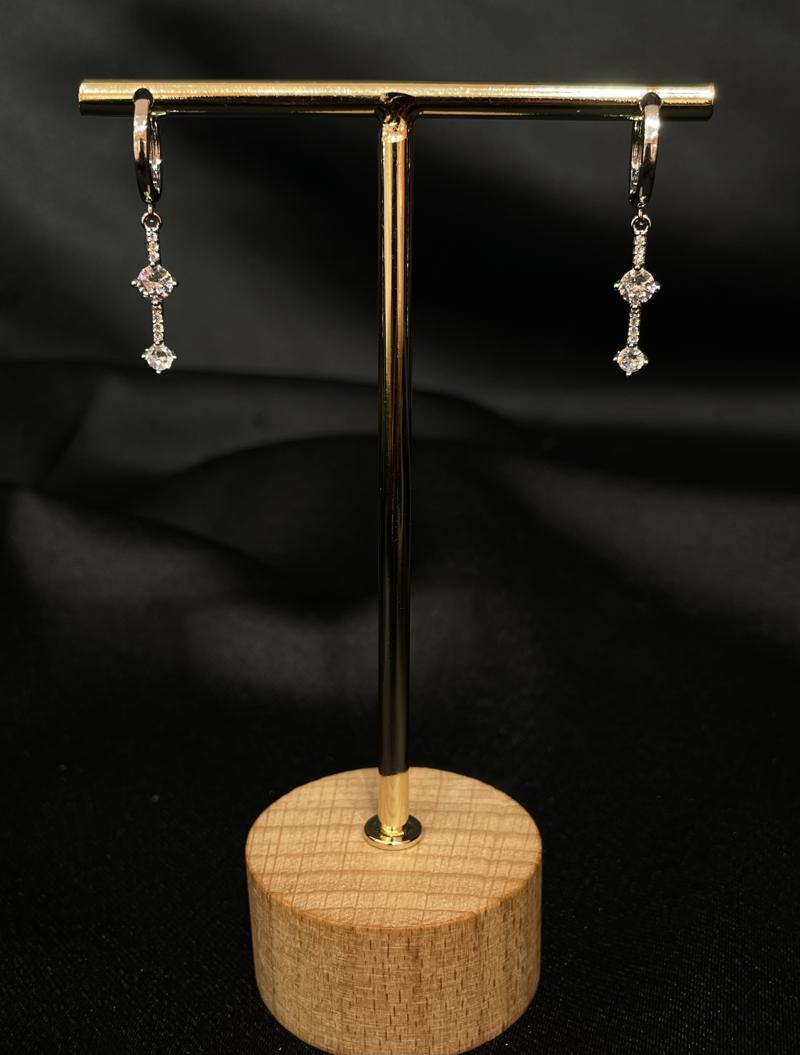 Hatice Ünlü İkili Yuvarlak Taşlı Piercing Kombin Silver Küpe