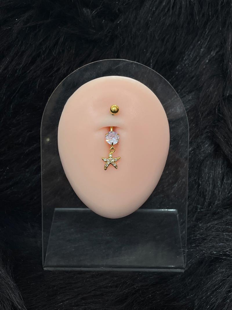 Hatice Ünlü Yıldız Uçlu Gold Göbek Piercing