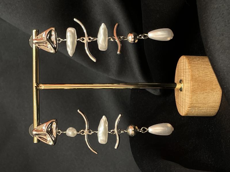 Hatice Ünlü İnci Detay Silver İskelet Küpe