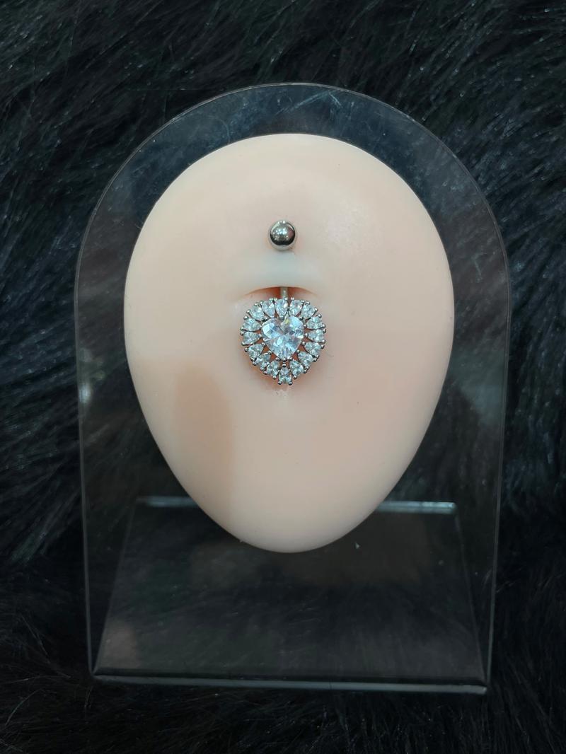 Hatice Ünlü Işıldayan Kalp Silver Göbek Piercing