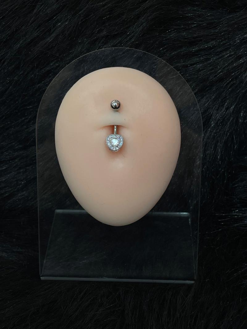 Hatice Ünlü Kalp Detay Silver Göbek Piercing