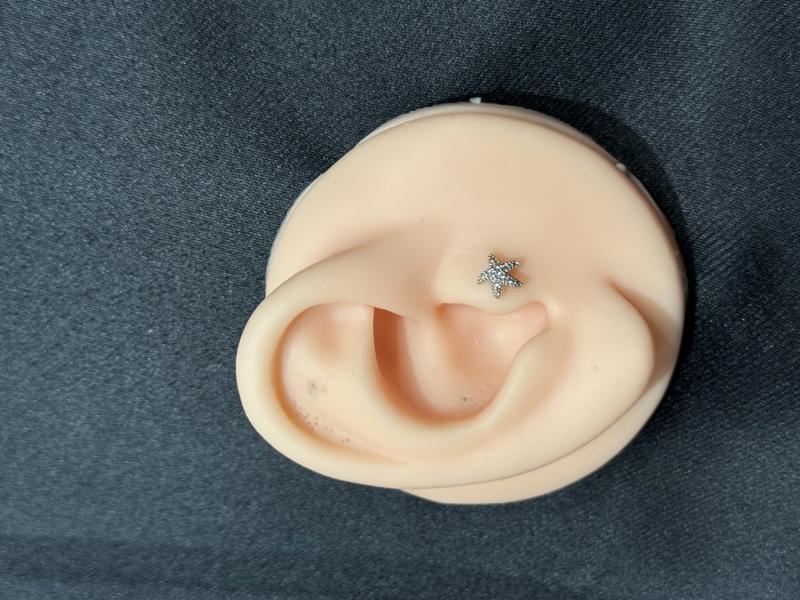 Hatice Ünlü Yıldız Taş İşlemeli Silver Piercing