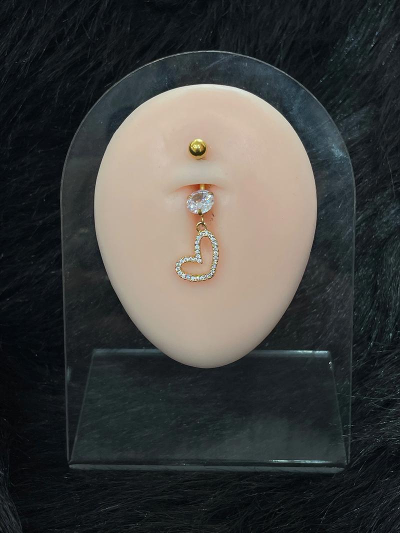 Hatice Ünlü Kalp Desen Uçlu Gold Göbek Piercing