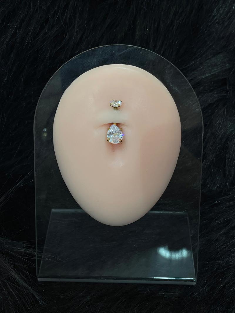 Hatice Ünlü Elmas Taş Uçlu Gold Göbek Piercing