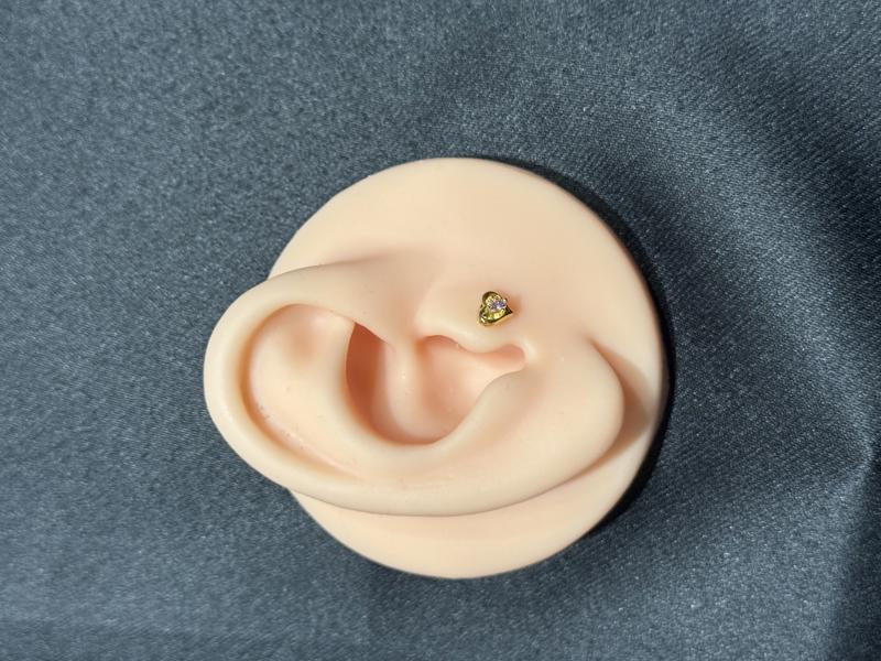 Hatice Ünlü İçi Dolu Kalp Gold Piercing