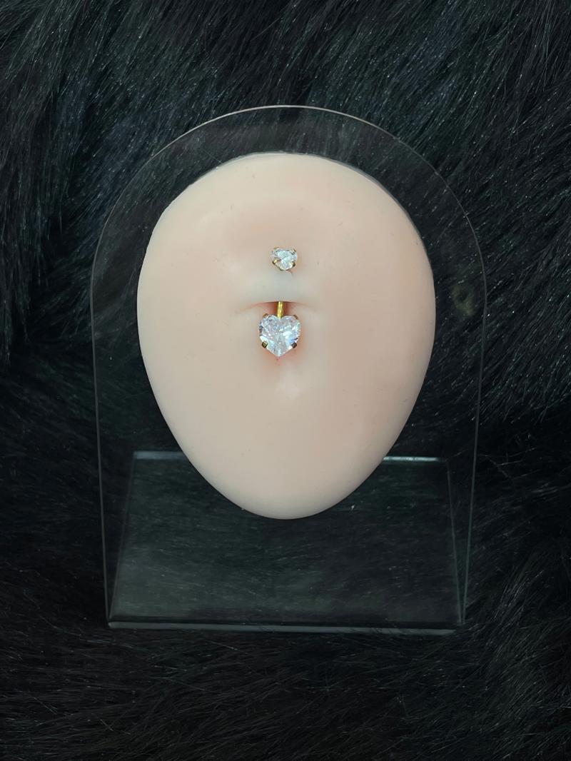 Hatice Ünlü Kalpli Top & Kalp Uç Gold Göbek Piercing