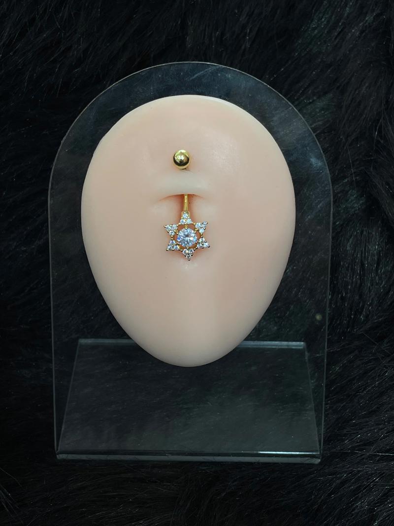 Hatice Ünlü Çiçek Detay Gold Göbek Piercing