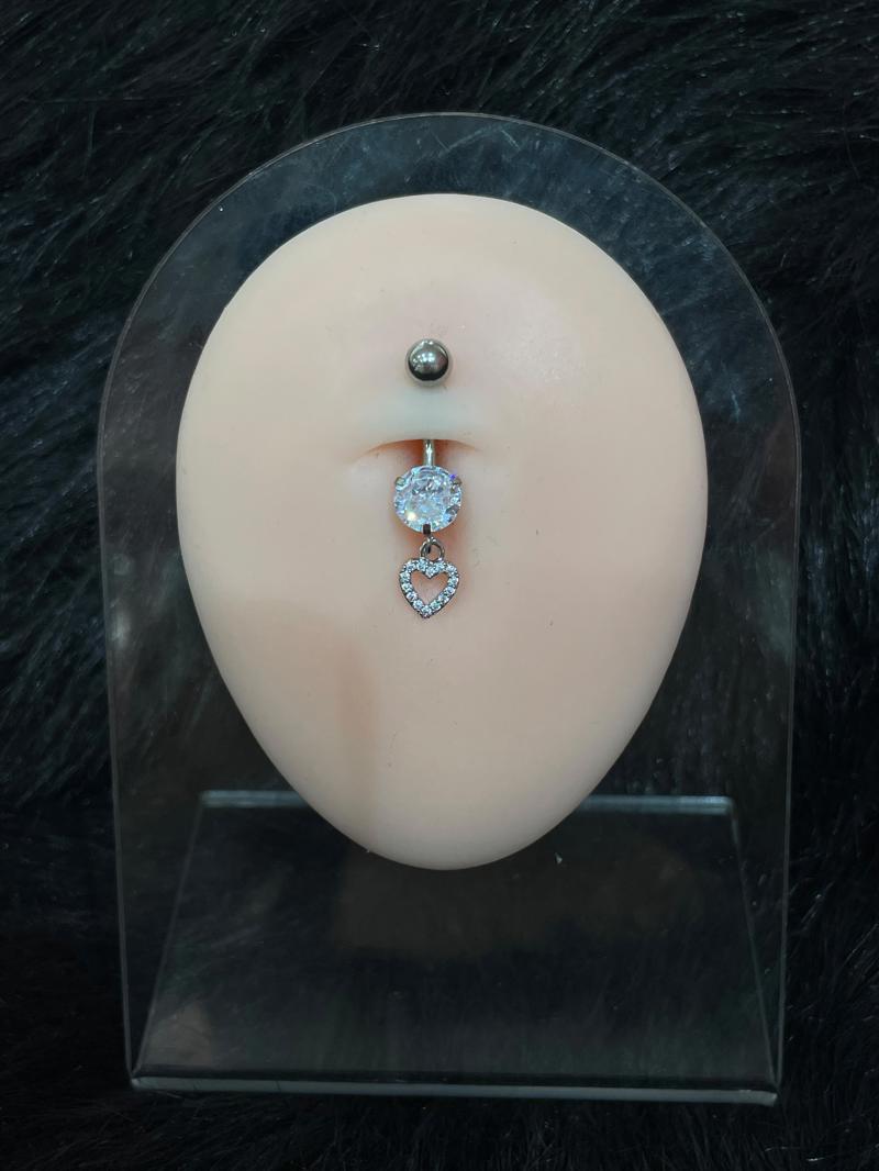 Hatice Ünlü Sallantılı Kalp Uçlu Silver Göbek Piercing