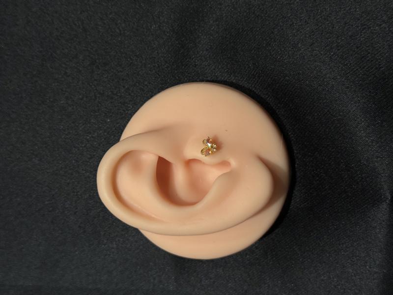Hatice Ünlü Renkli Kanatlı Kelebek Gold Piercing