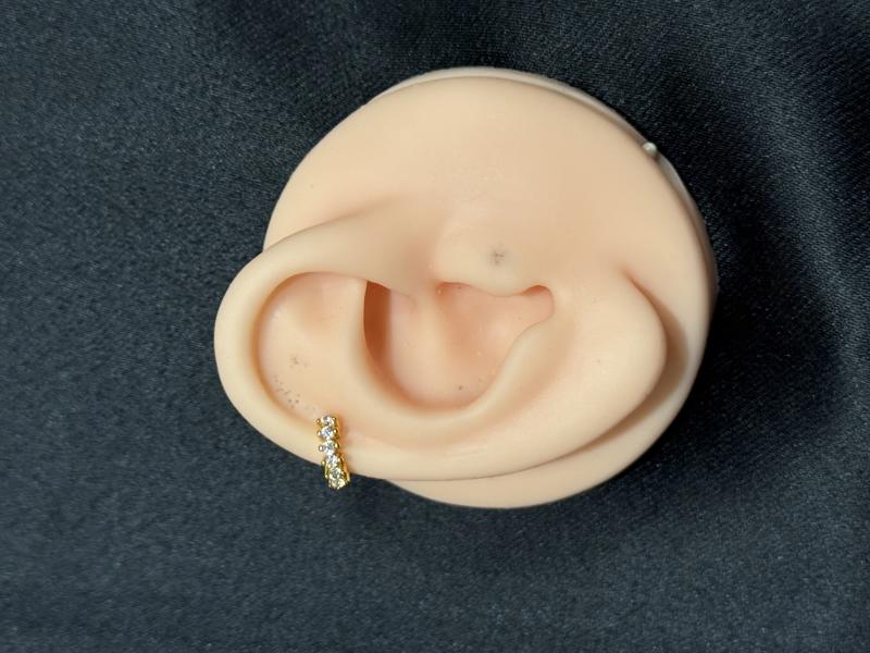 Hatice Ünlü Altı Taşlı Halka Gold Piercing
