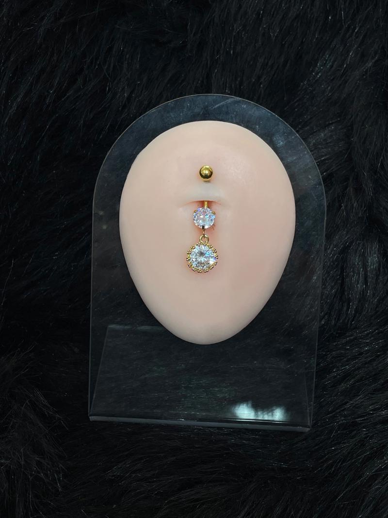 Hatice Ünlü Elmas Taş Uçlu Gold Göbek Piercing