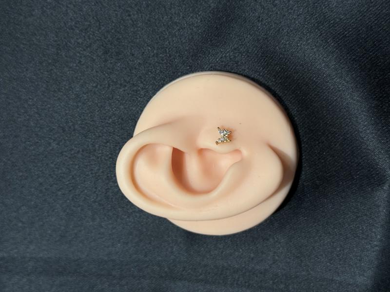 Hatice Ünlü Kelebek Desenli Taş İşlemeli Gold Piercing